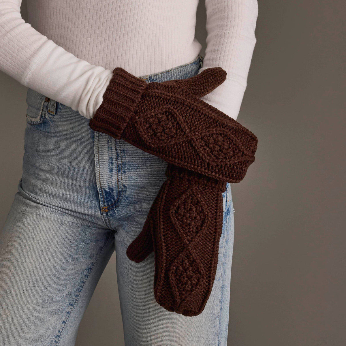 Chocolate Knit Mittens