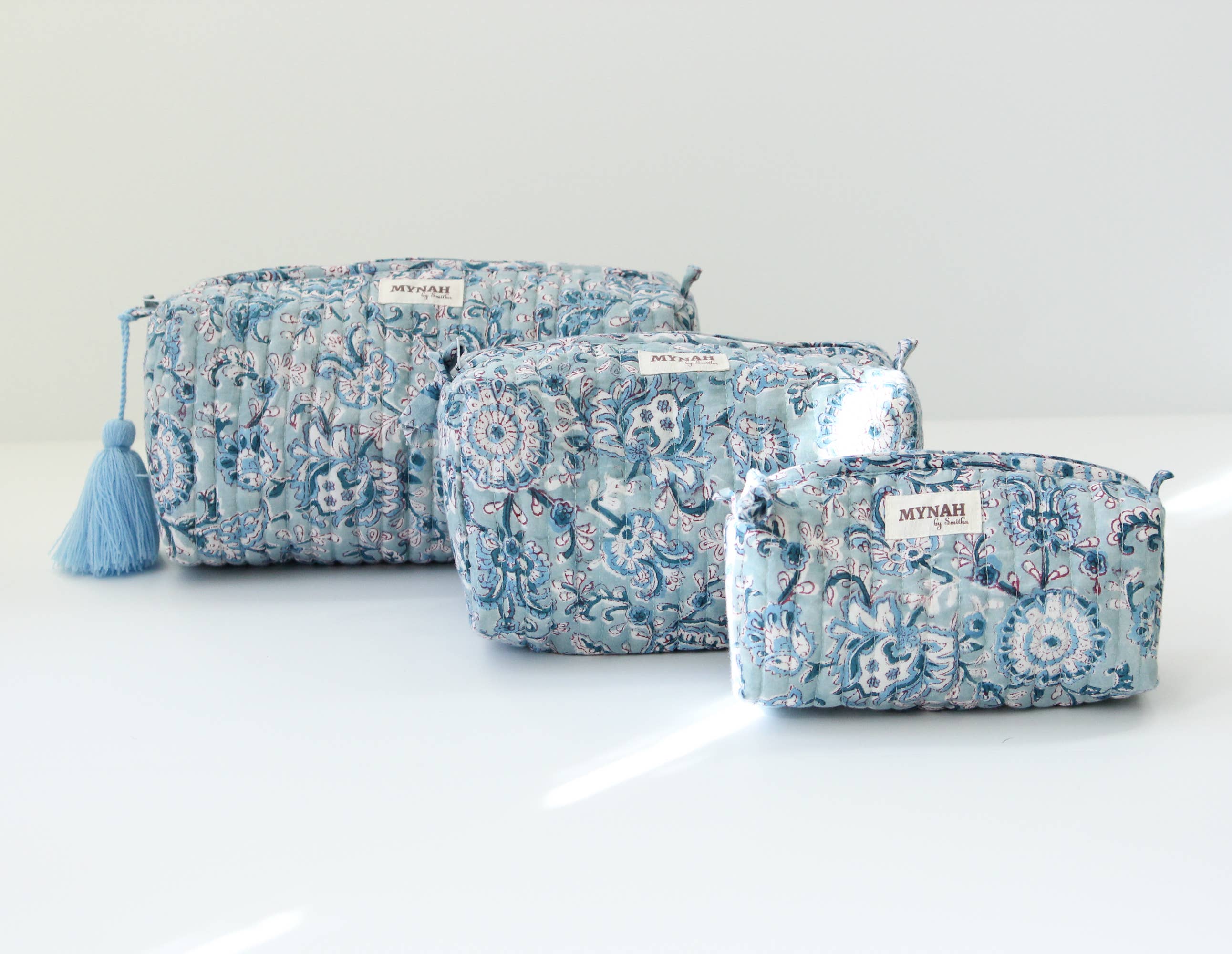 Dusty Blue Vine Print Travel Bag