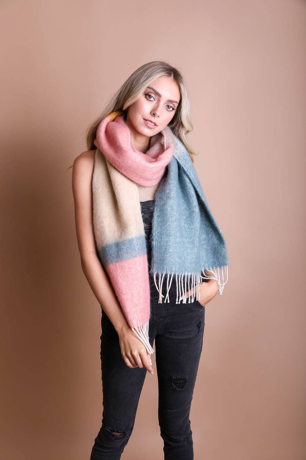 Winter Color Block Scarf