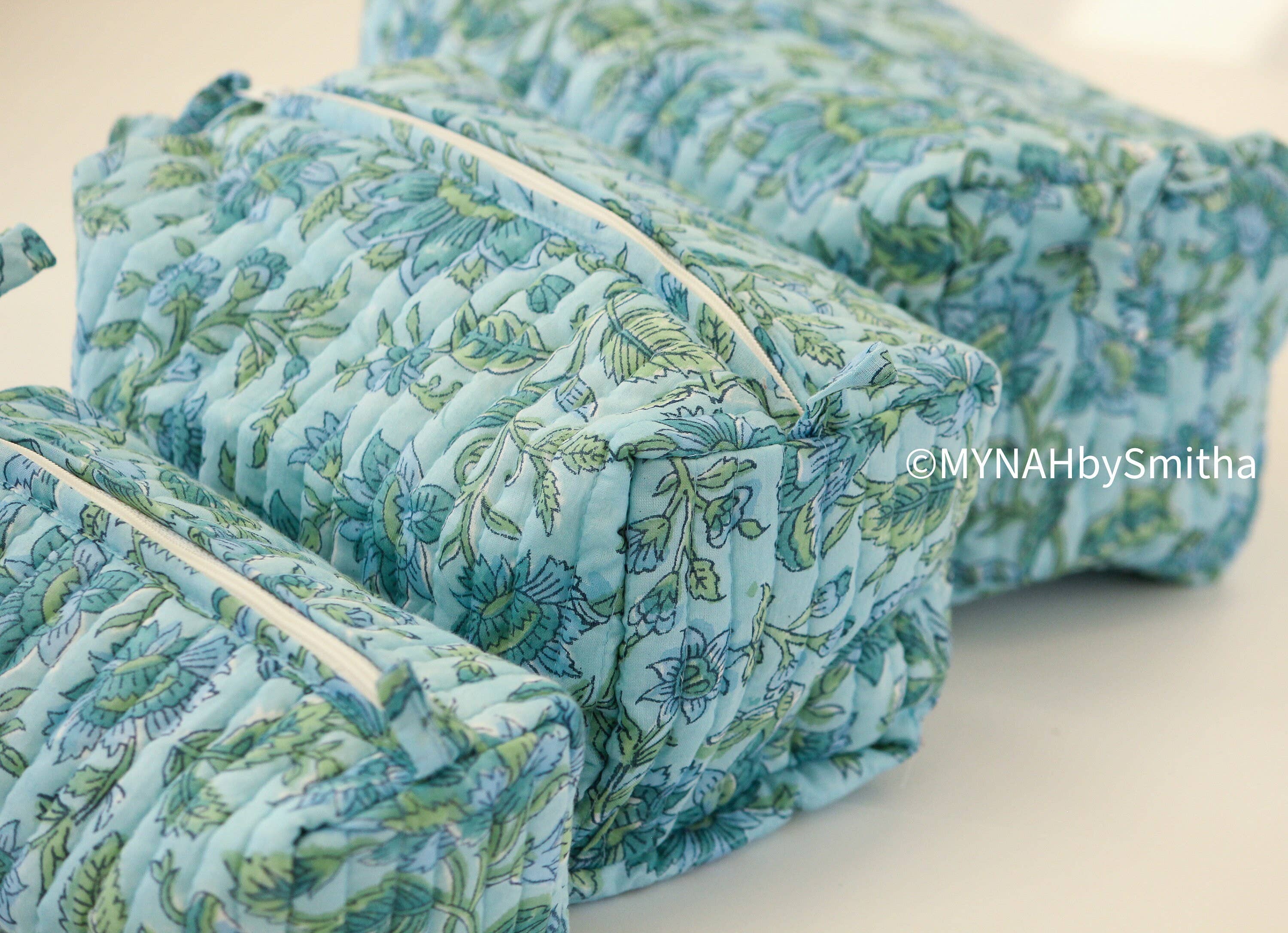 Blue Green Floral Travel Bag