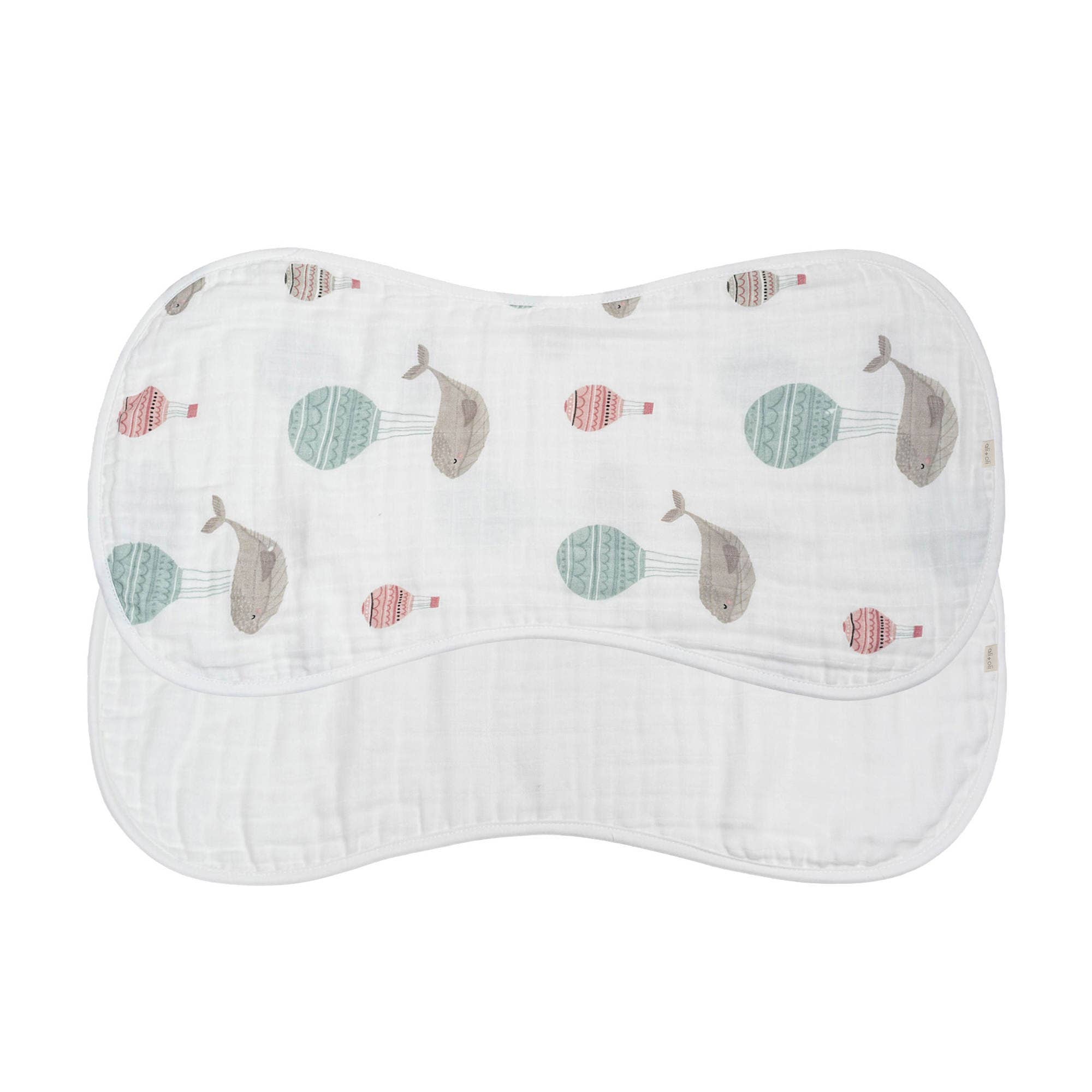 Whale Bamboo Muslin Burp Cloth Set