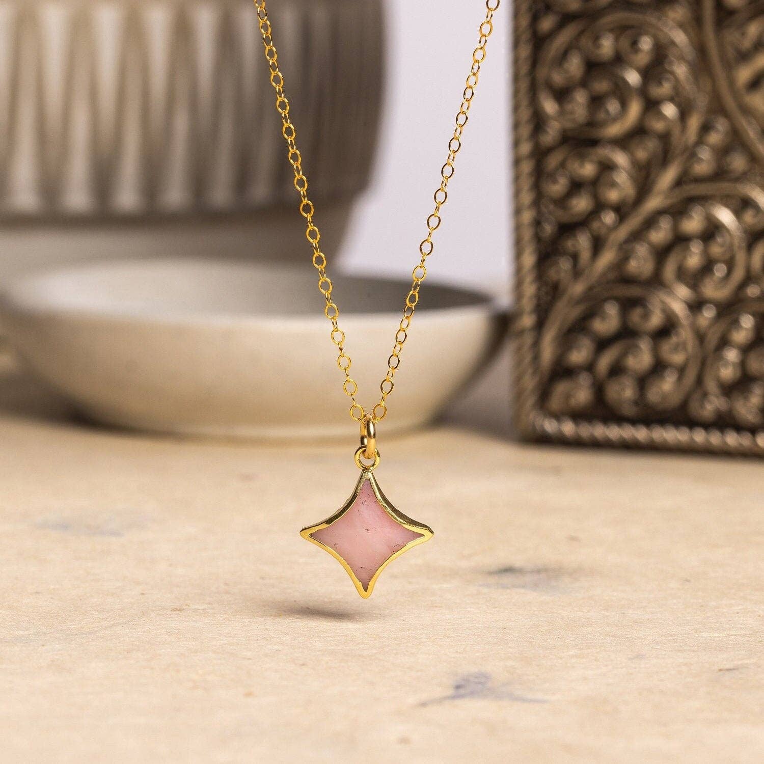 Pink Opal Star Necklace