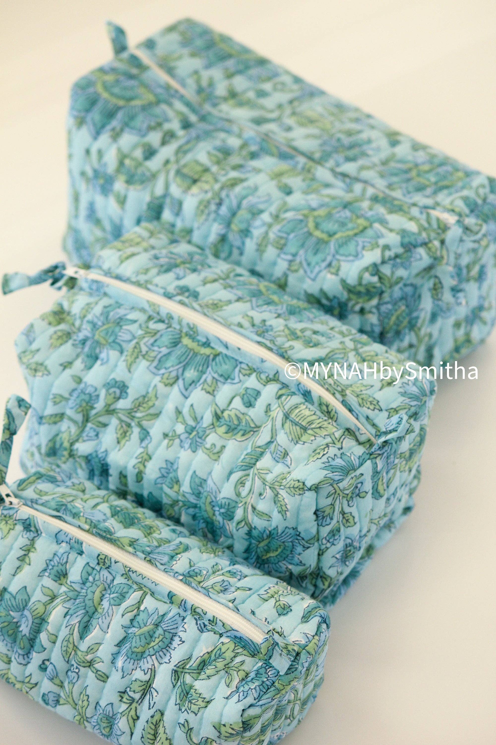Blue Green Floral Travel Bag