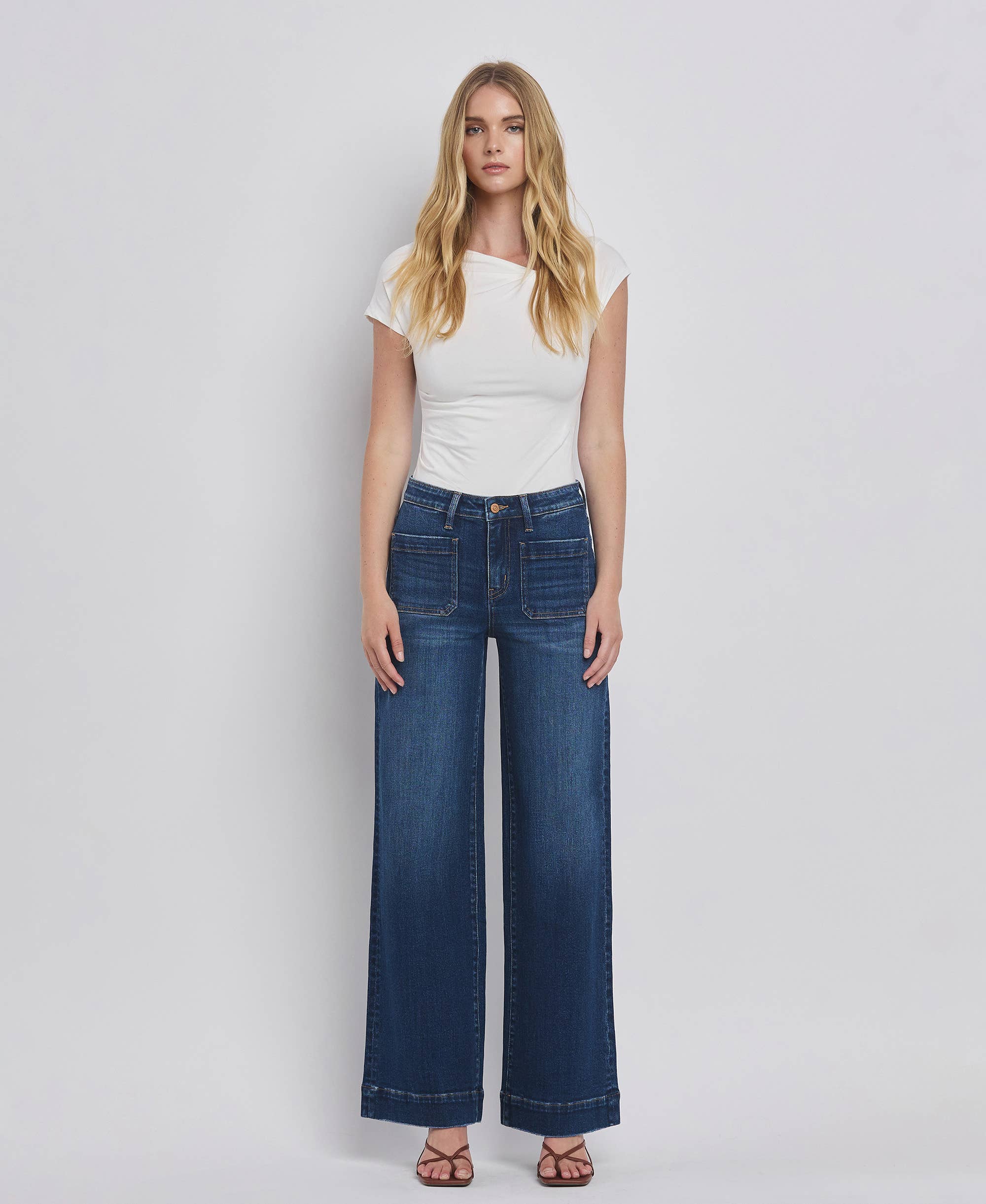 High Rise Patch Jeans