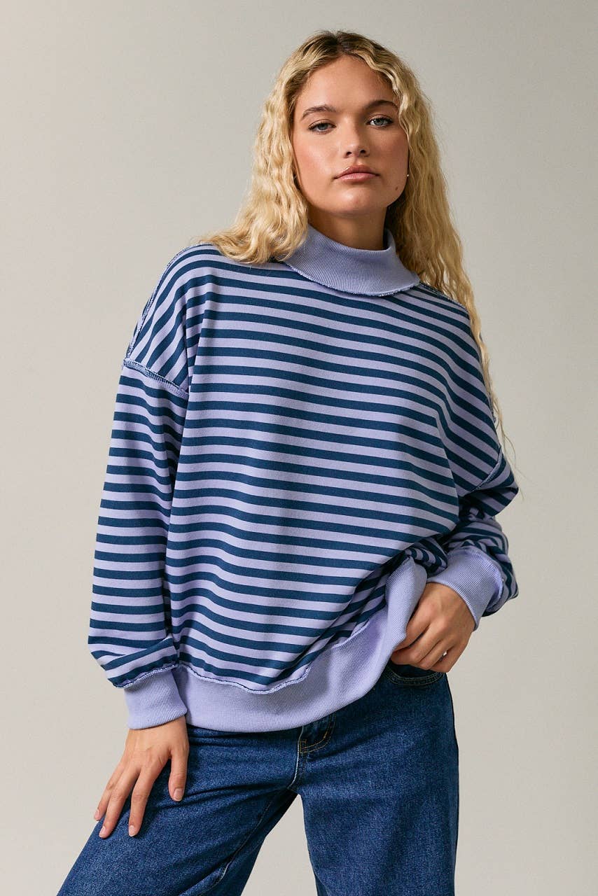 Grace Striped Mock Neck