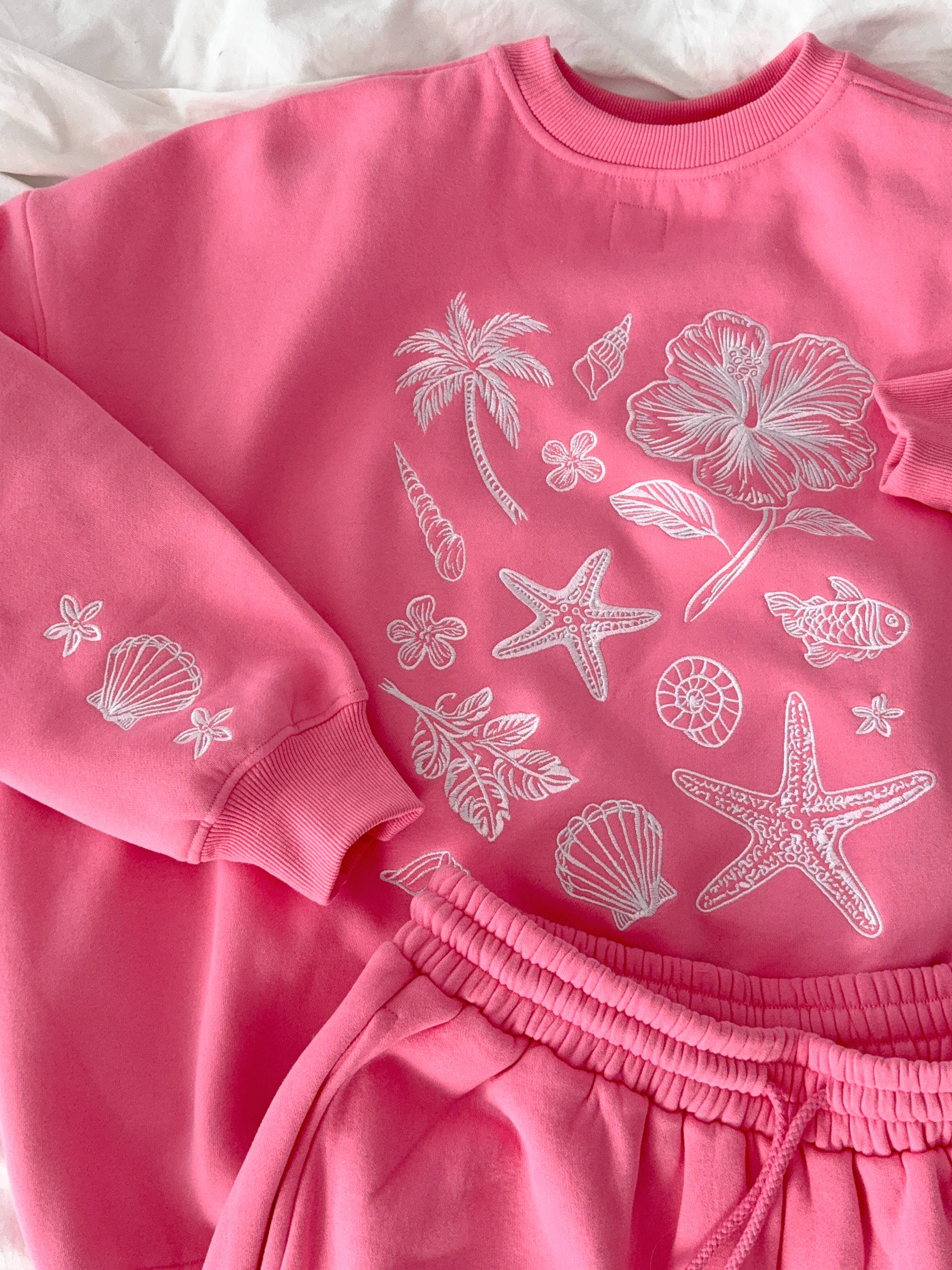 Hibiscus Tropical Embroider Sweatshirt