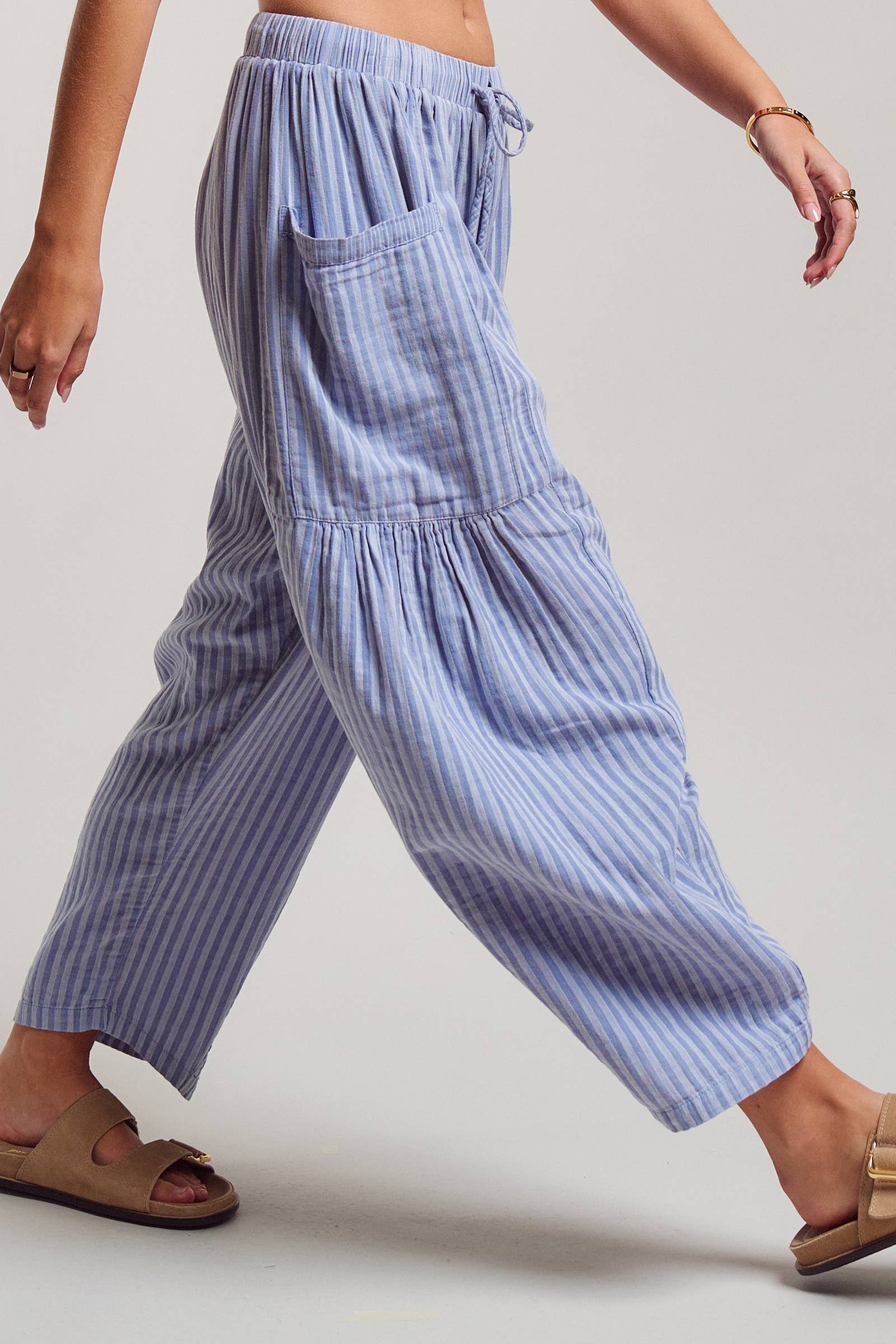 Striped Drawstring Harem Pants