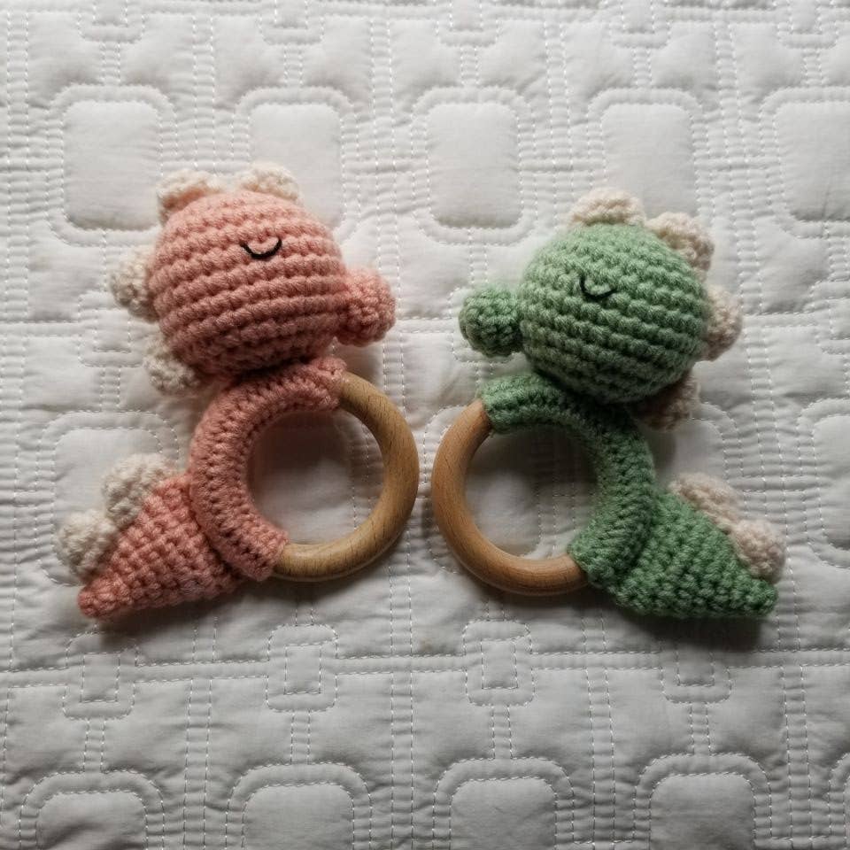 Dinosaur Hand Crocheted Rattle