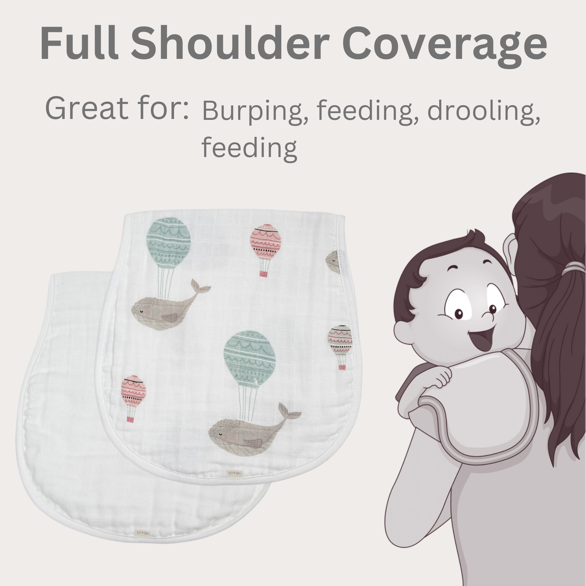 Whale Bamboo Muslin Burp Cloth Set