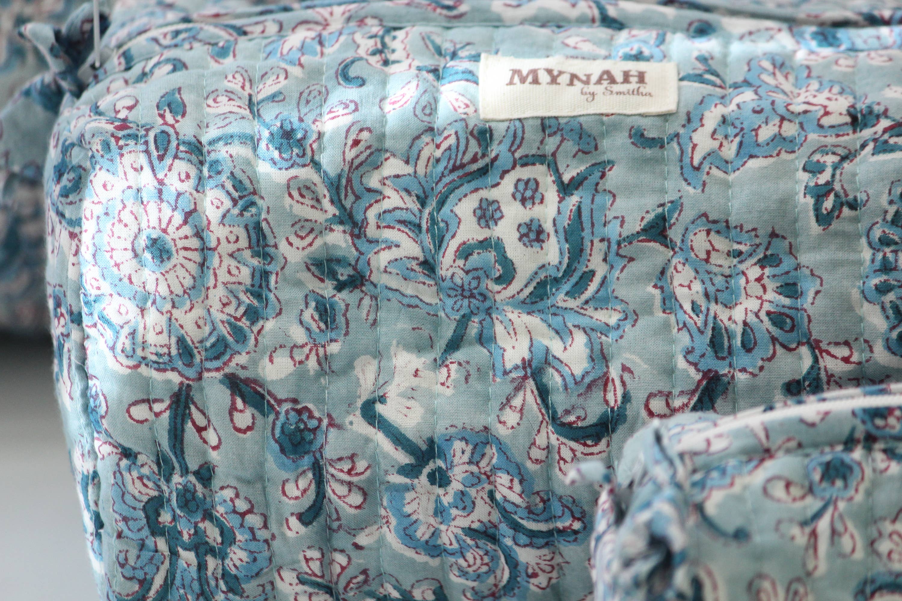 Dusty Blue Vine Print Travel Bag