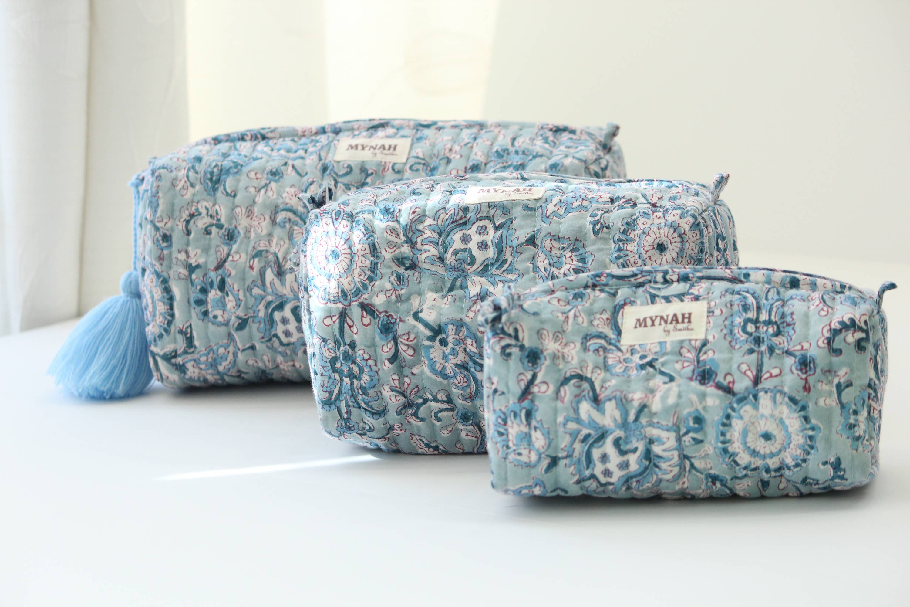 Dusty Blue Vine Print Travel Bag