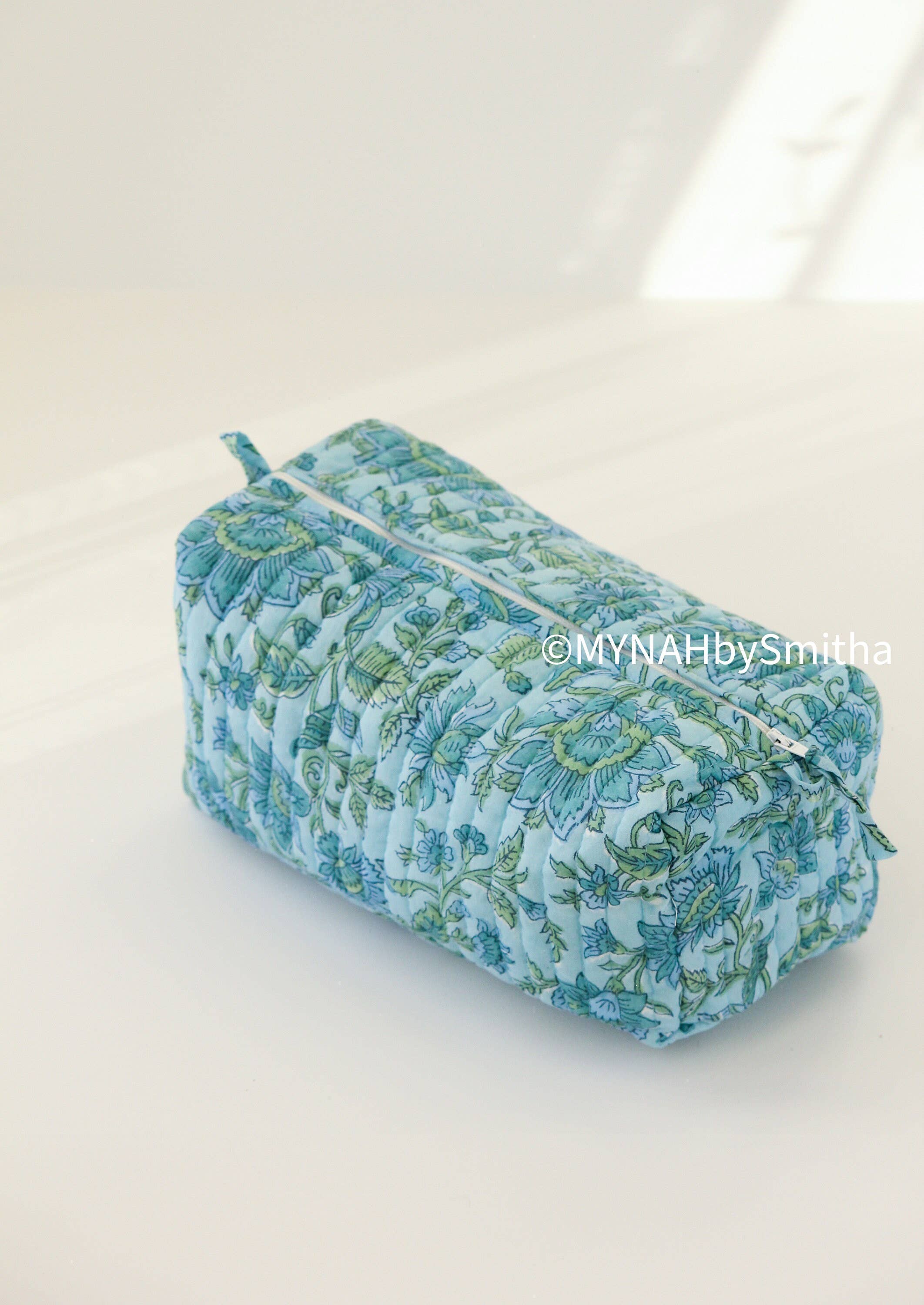 Blue Green Floral Travel Bag
