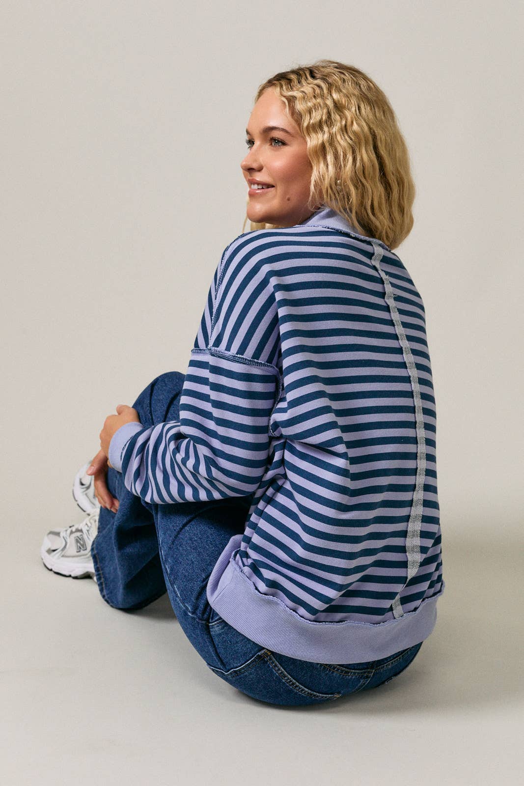 Grace Striped Mock Neck
