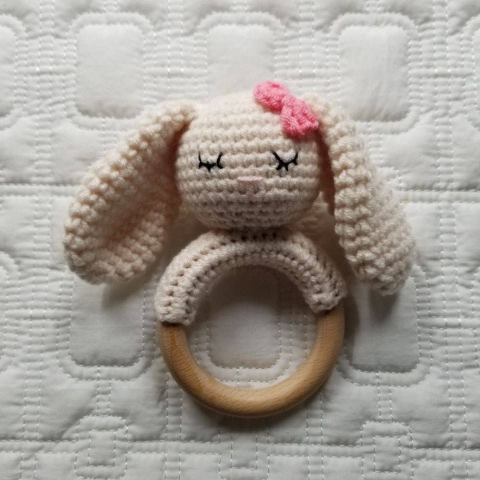 Bow Bunny Crochet Rattle