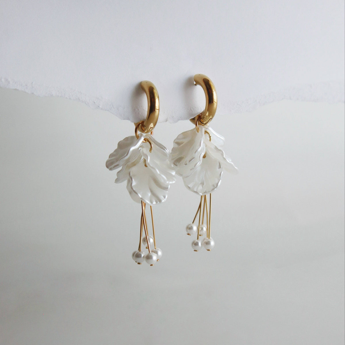 Pearl Petal Drop Hoop
