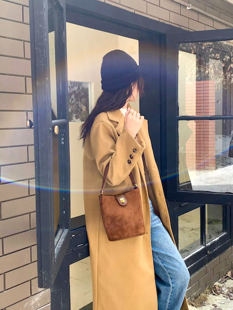 Suede-Like Bucket Bag