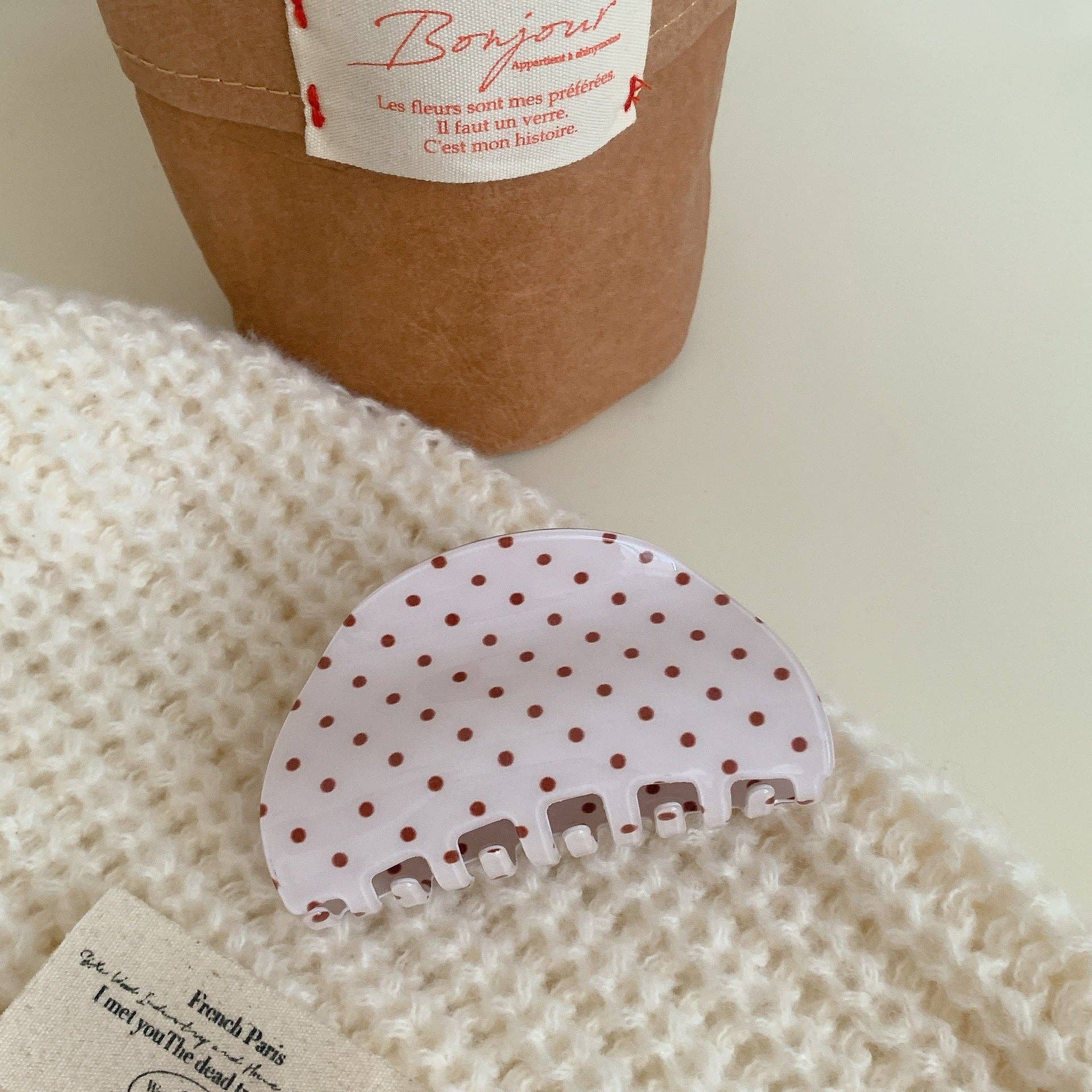Polka Dot Crescent Clip