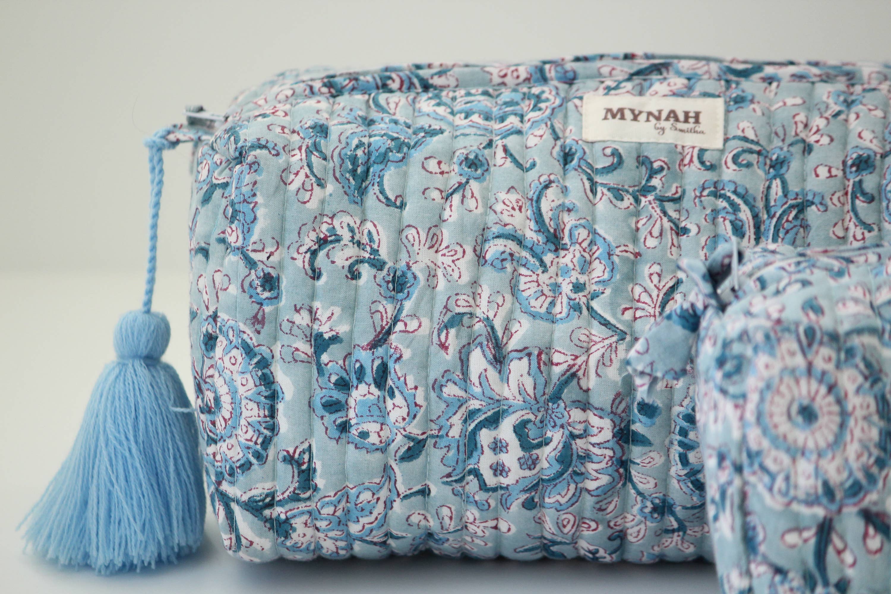 Dusty Blue Vine Print Travel Bag