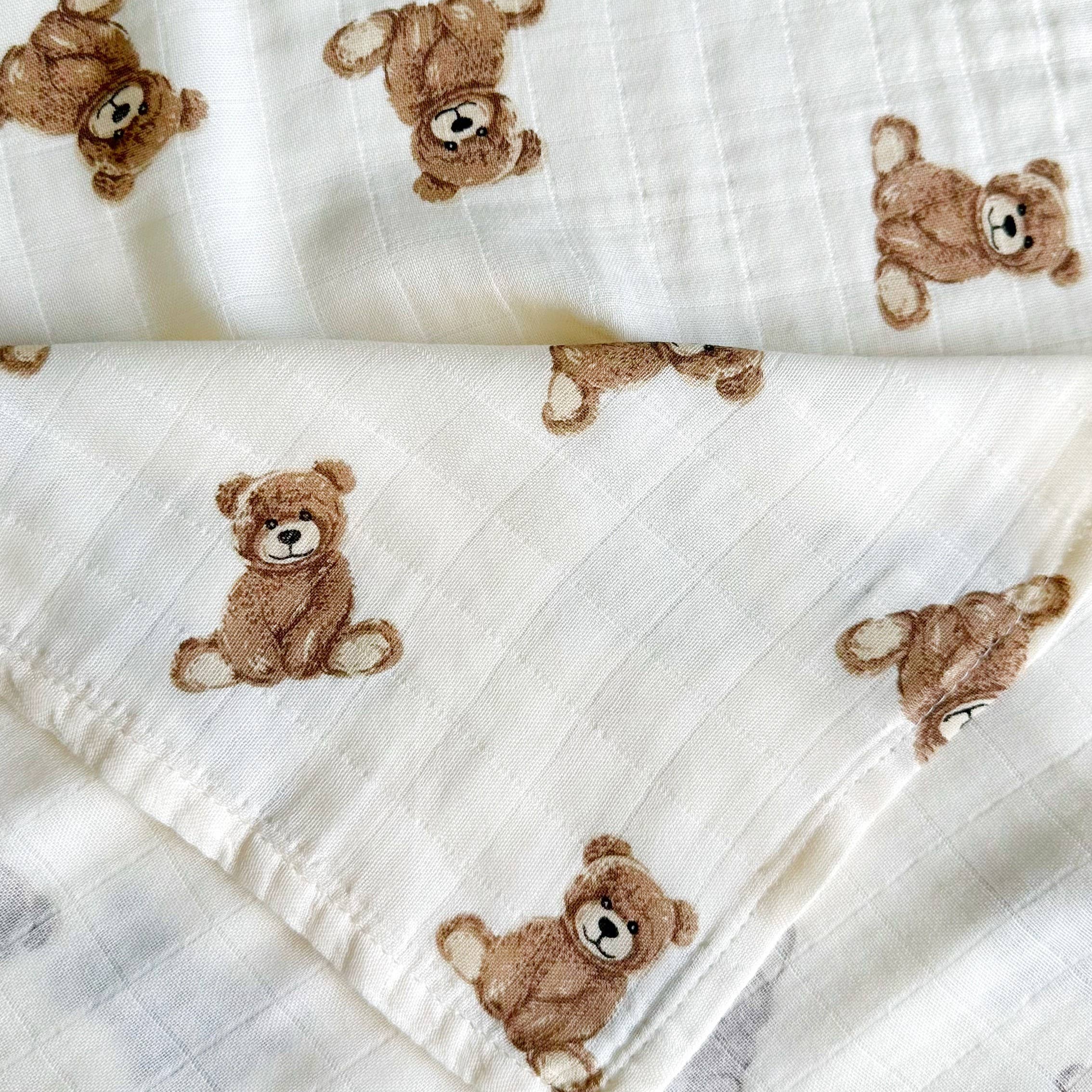 Teddy Bamboo Muslin Swaddle Baby Blanket