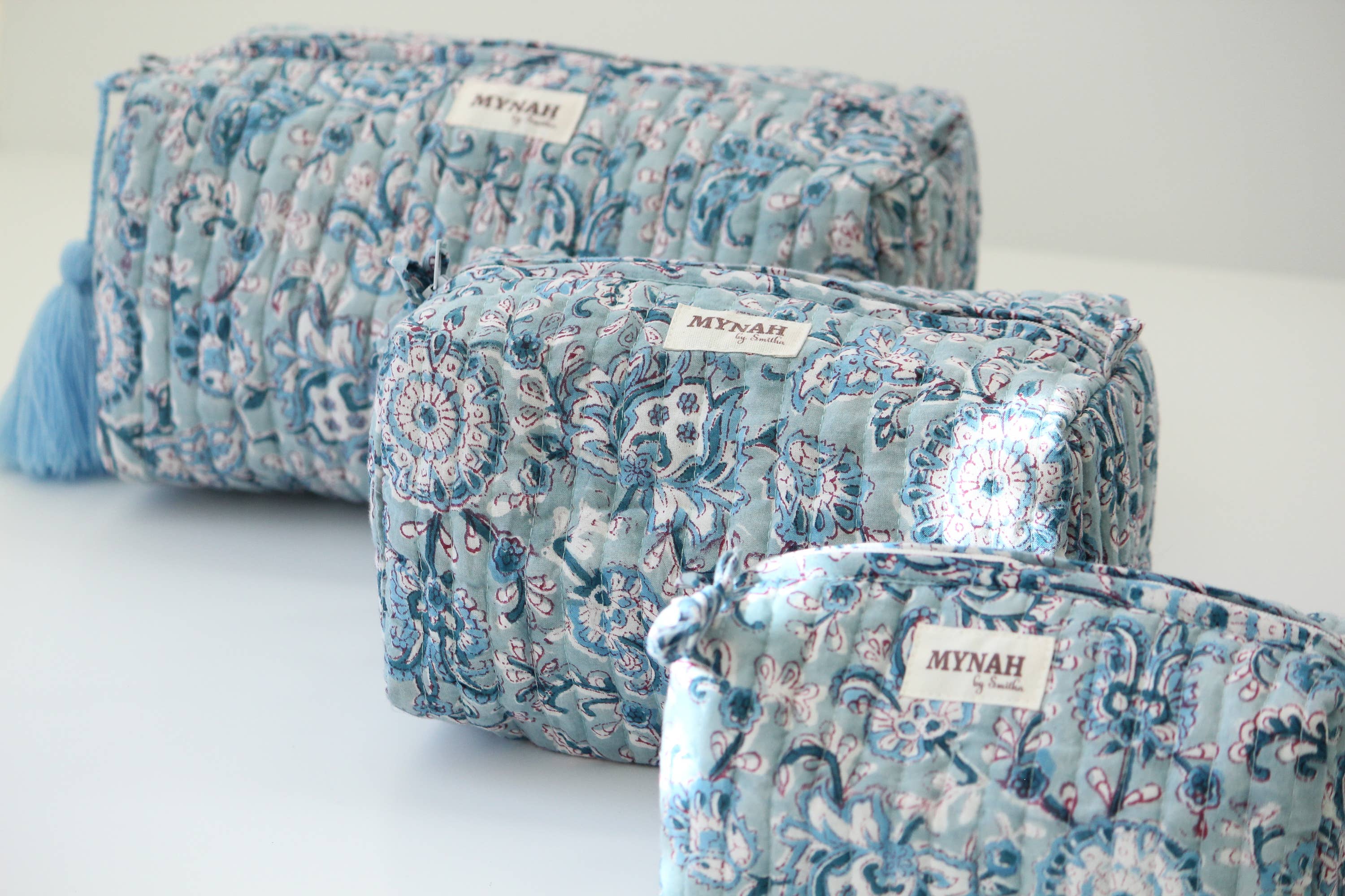 Dusty Blue Vine Print Travel Bag