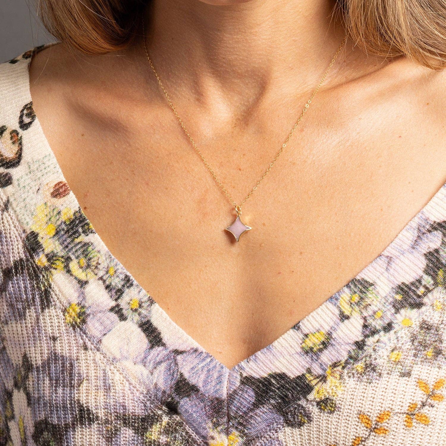 Pink Opal Star Necklace