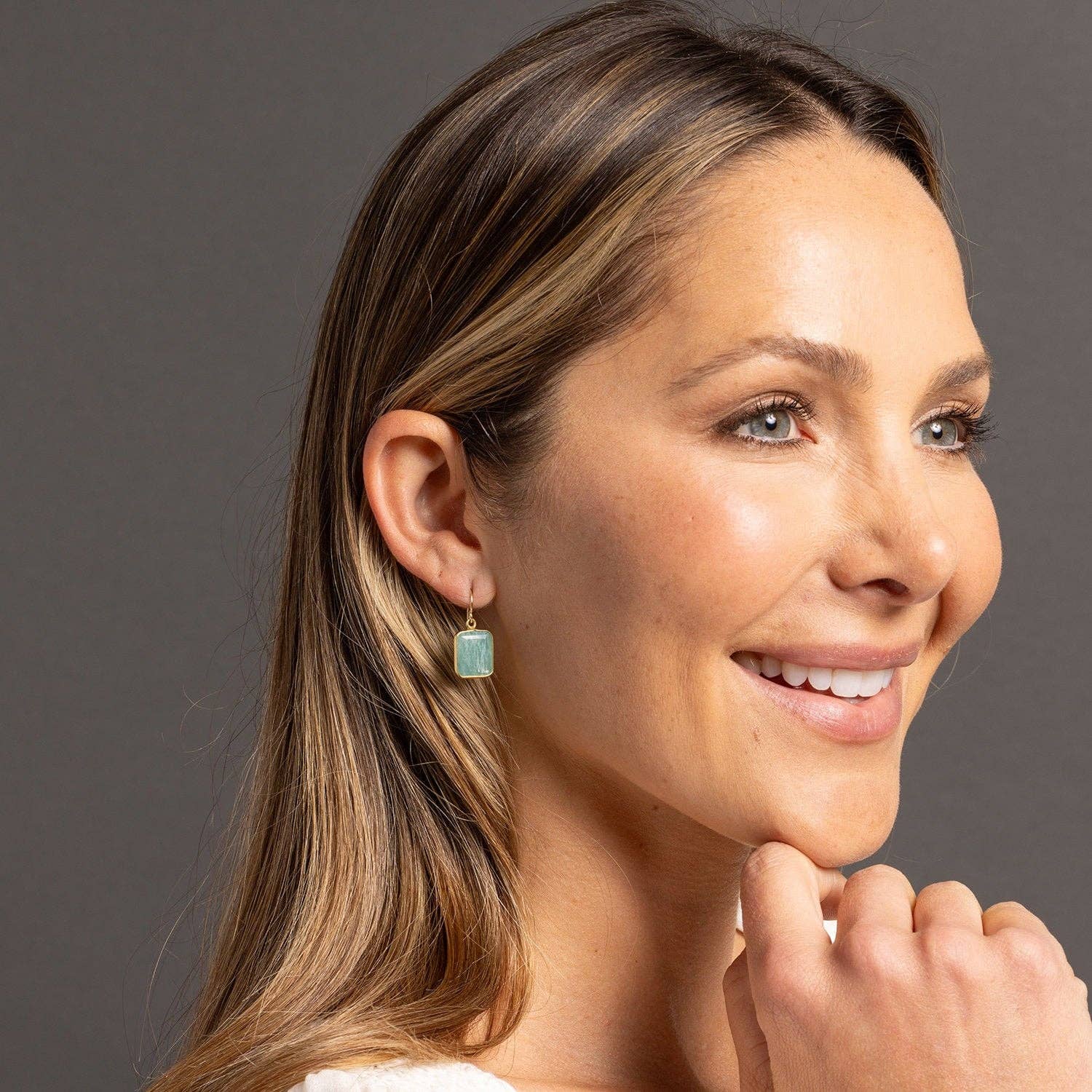 Amazonite Emerald Cut Earrings