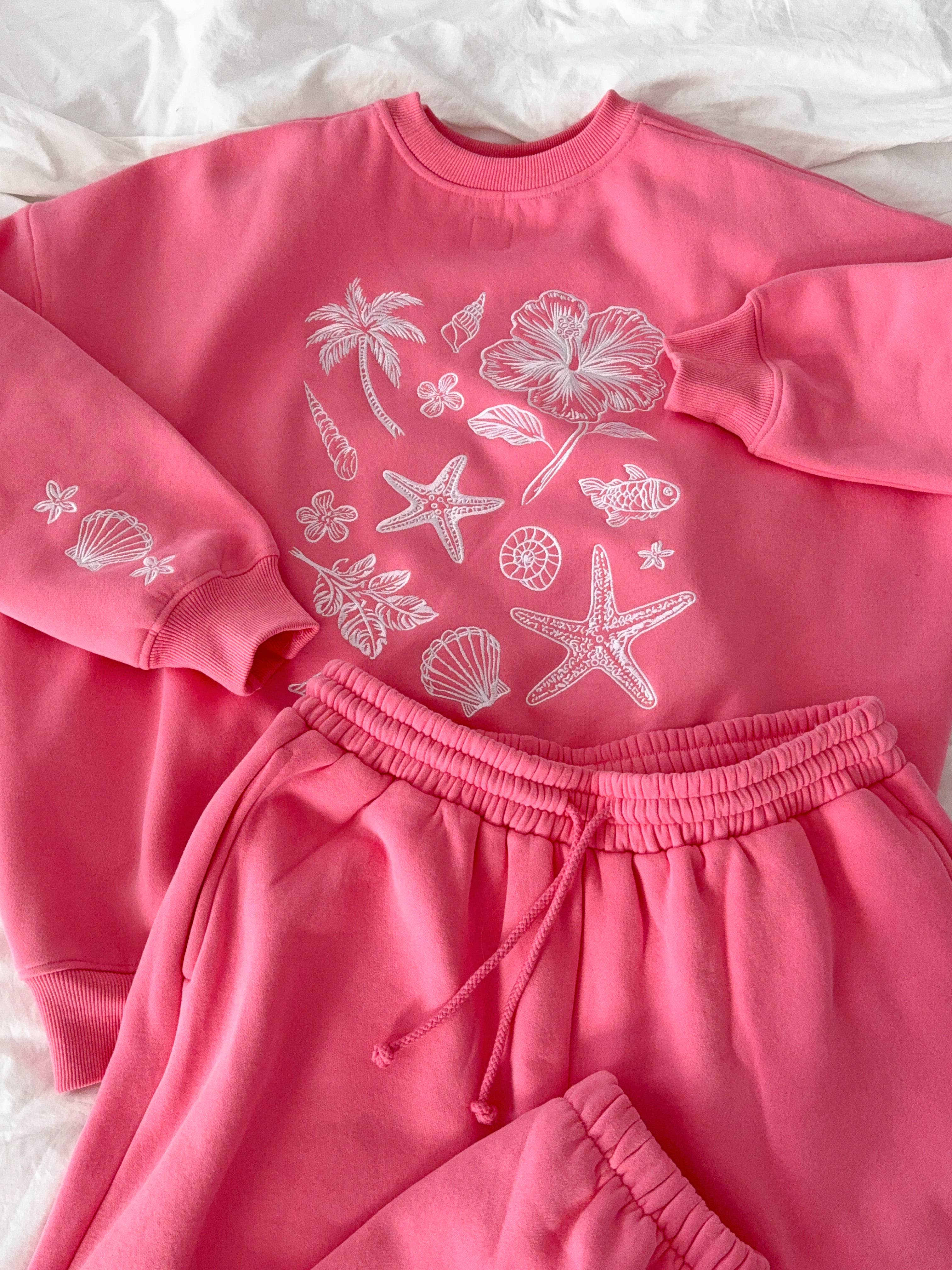 Hibiscus Tropical Embroider Sweatshirt