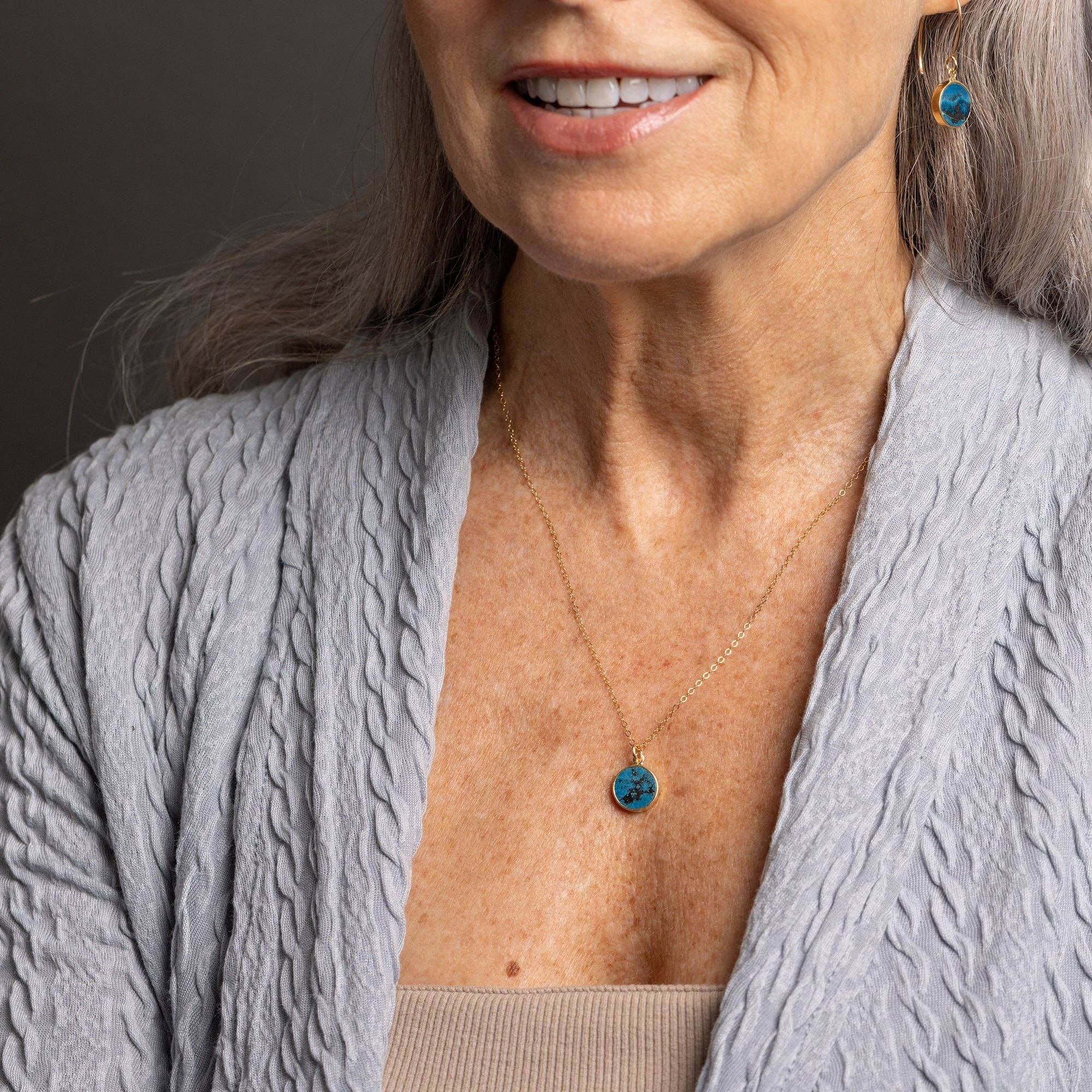 Chrysocolla Round Pendant Necklace