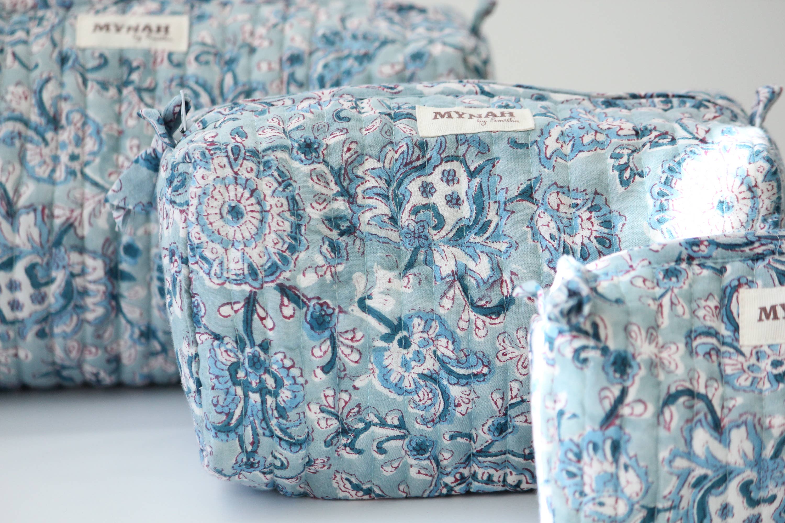 Dusty Blue Vine Print Travel Bag
