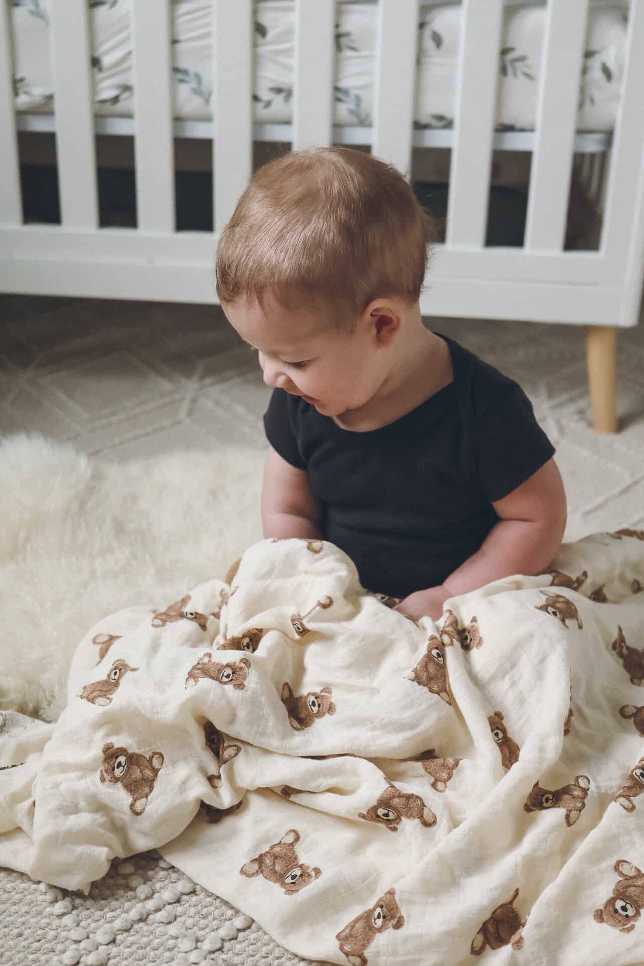 Teddy Bamboo Muslin Swaddle Baby Blanket