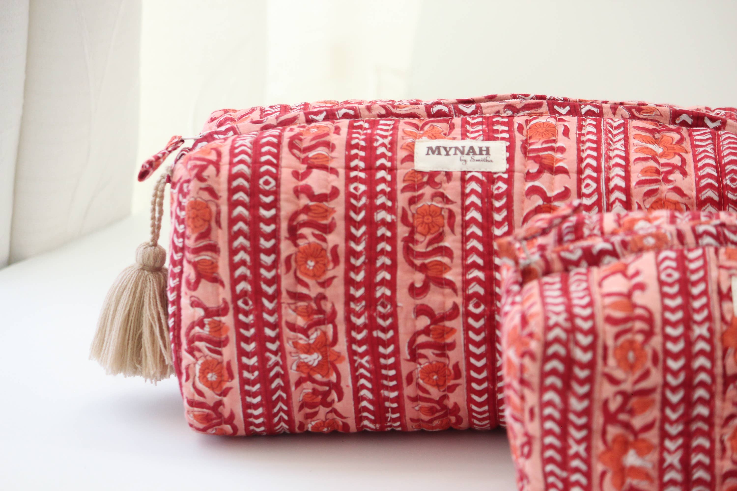 Terracotta stripes travel/make up/organizer/bag-Set of 3