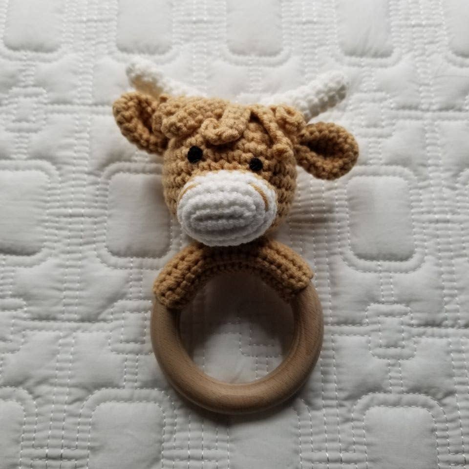 Highland Cow Crochet Rattle