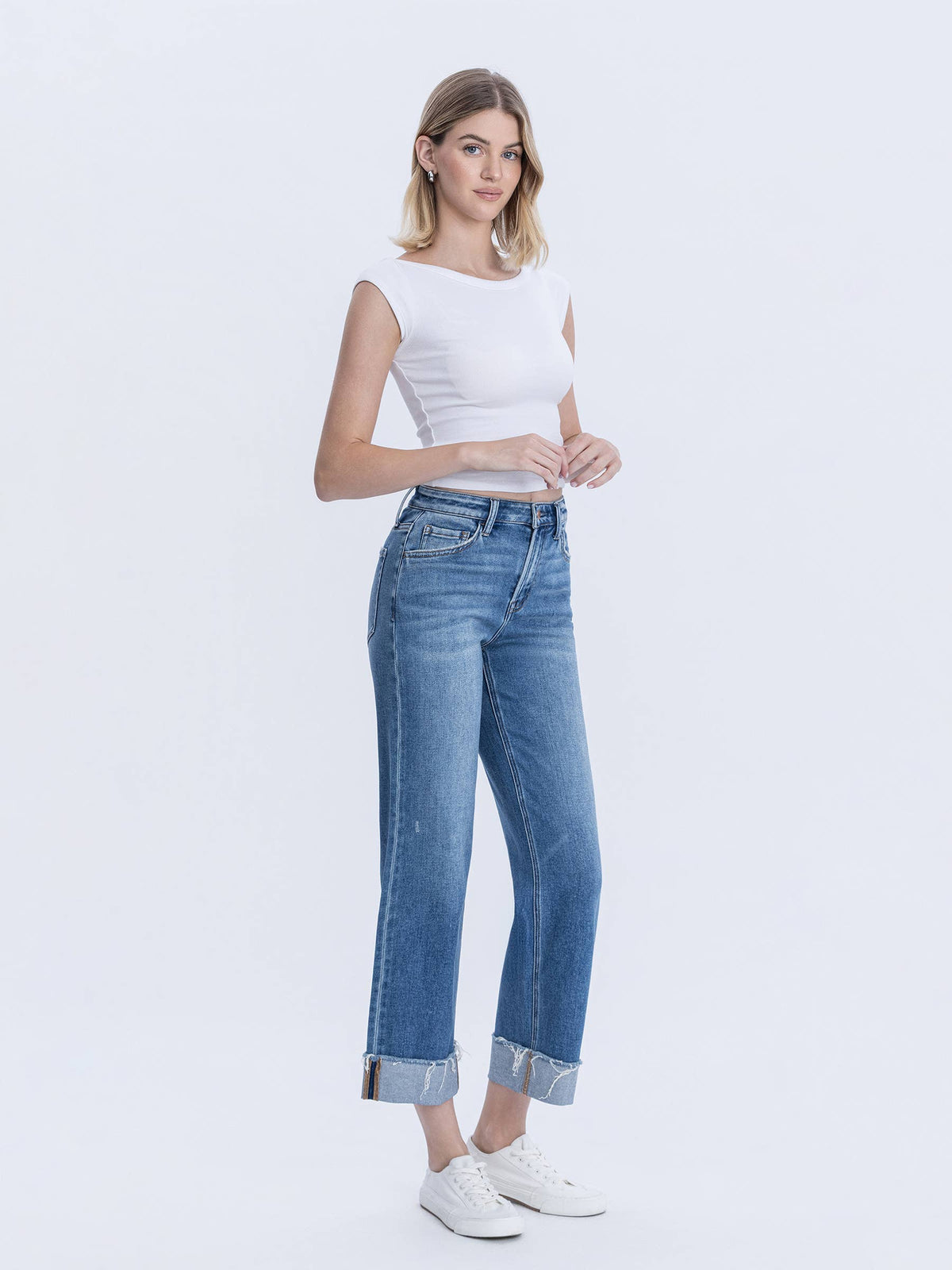 Julia Cuffed Slim Wide Jeans