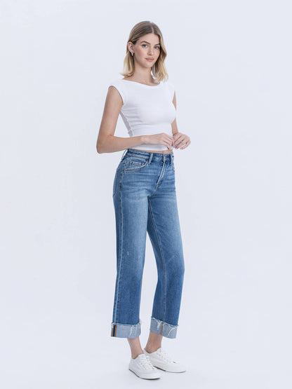 Julia Cuffed Slim Wide Jeans