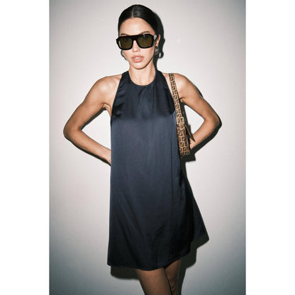 Maggie Satin Halter Mini Dress