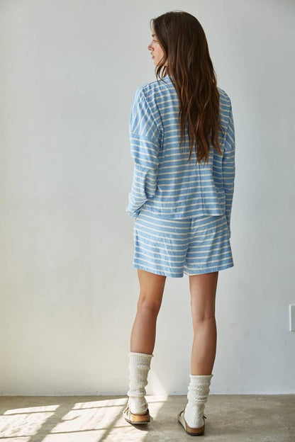 Striped Mock Neck Long Sleeve