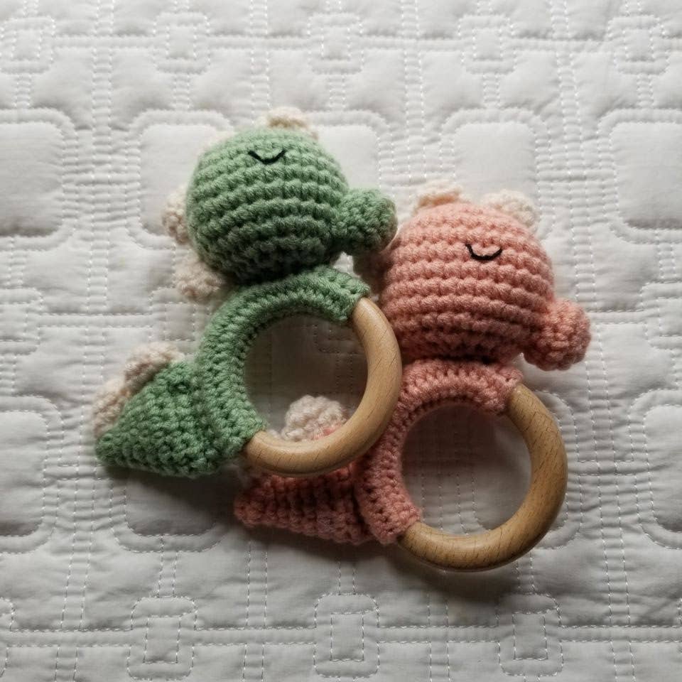 Dinosaur Hand Crocheted Rattle