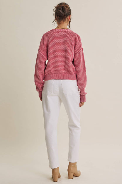 Cotton Waffle Button-Down Cardigan