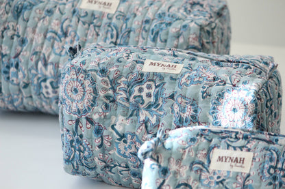 Dusty Blue Vine Print Travel Bag
