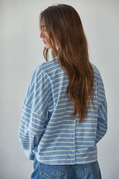 Striped Mock Neck Long Sleeve