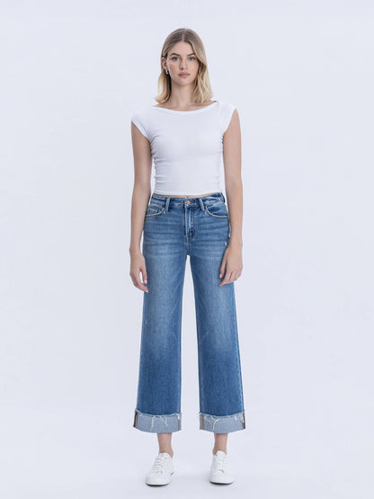 Julia Cuffed Slim Wide Jeans