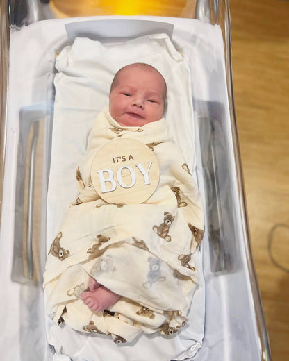 Teddy Bamboo Muslin Swaddle Baby Blanket