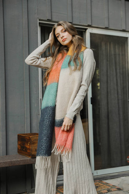 Winter Color Block Scarf