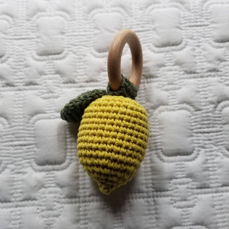 Lemon Hand Crochet Rattle Toy