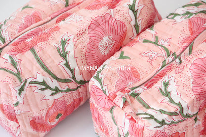 Peach Poppies Travel Pouch