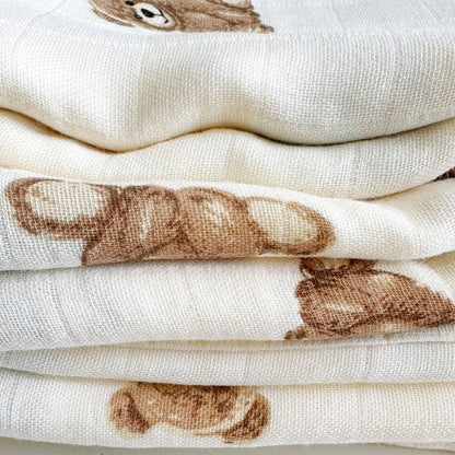 Teddy Bamboo Muslin Swaddle Baby Blanket