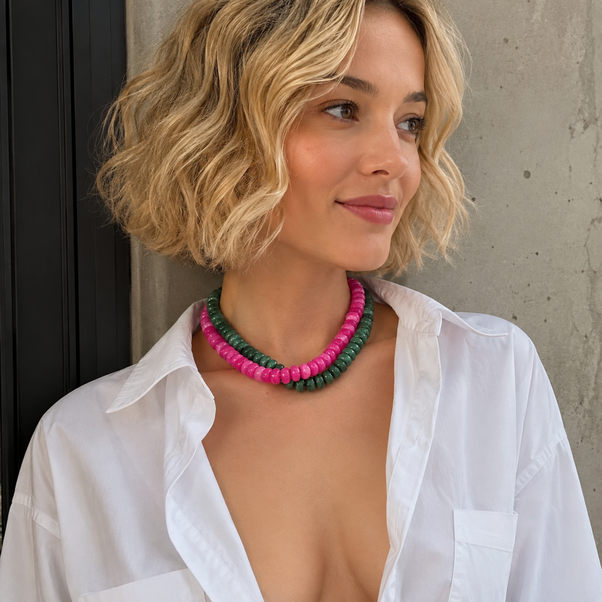Flat Beaded Chunky Necklace