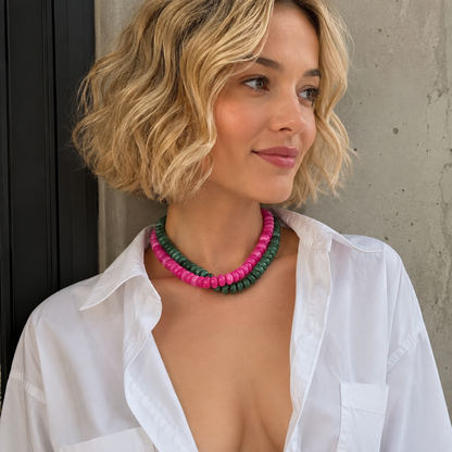 Flat Beaded Chunky Necklace