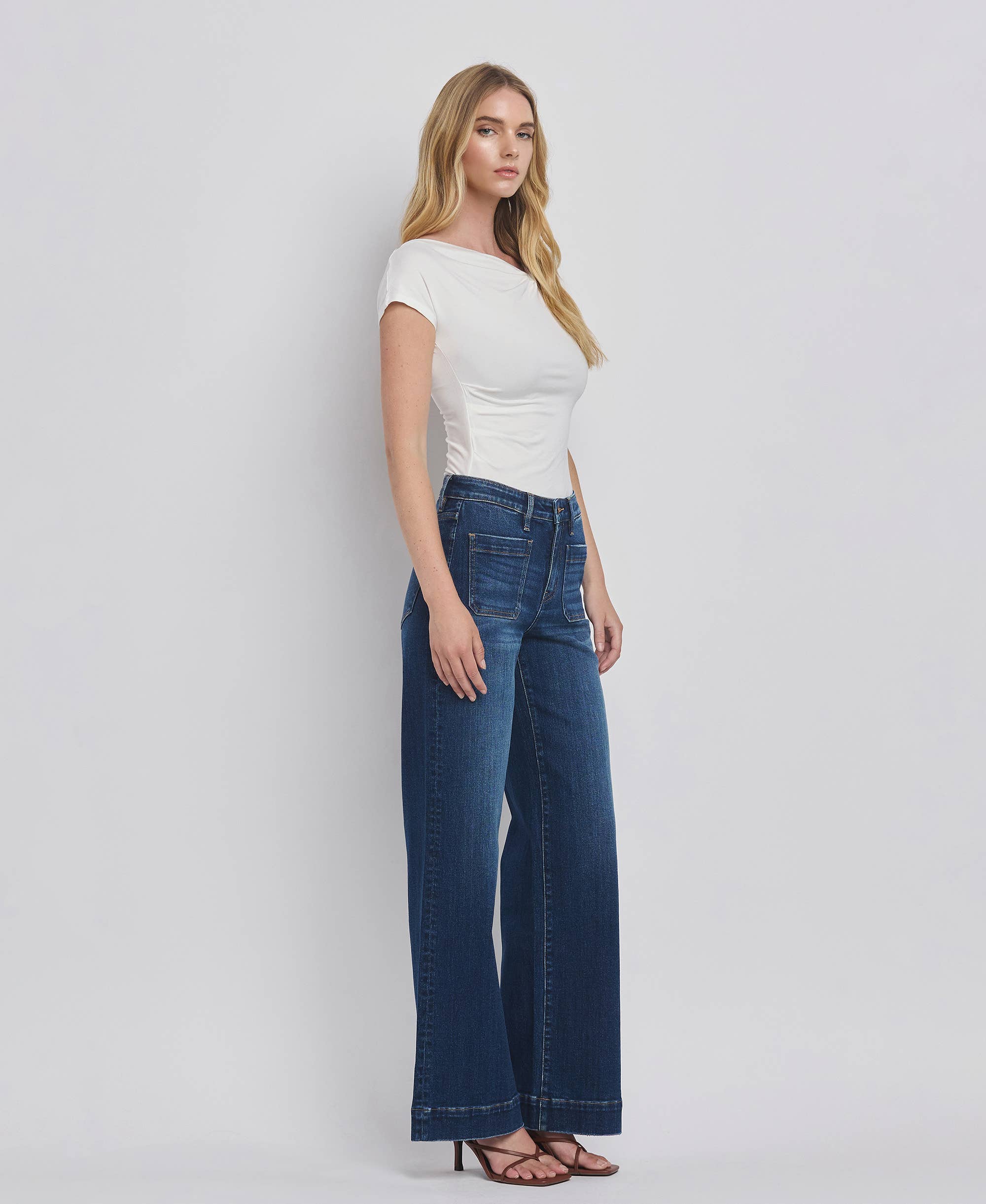 High Rise Patch Jeans