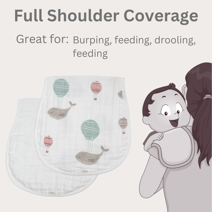 Whale Bamboo Muslin Burp Cloth Set